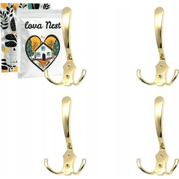 Věšák ALUMINIOWÝ VĚŠÁK NA ZEĎ Lova Nest PŘIŠROUBOVATELNÝ NÁBYTKOVÝ LOFT ZLATÝ 4ks