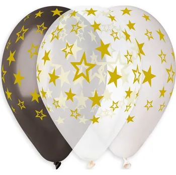 Balónek Prémiové balónky s heliem, zlaté hvězdy, 33 cm, 5 ks