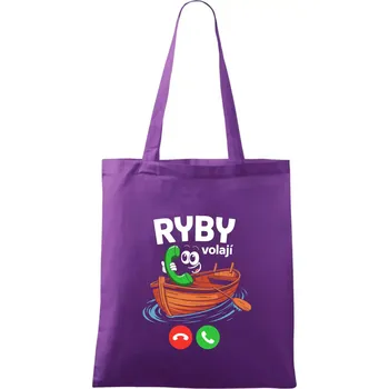 Nákupní taška Karikatura ryby volají - Taška bavlněná - 42 x 38 cm ( Fialová )
