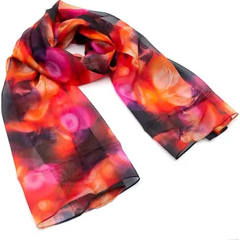 Šála Šála vzdušná - červená s potiskem