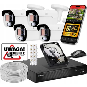 IP kamera Monitorovací sada 4 IP kamer POE B8 Ultimate DLM 8MP 4K Audio s 5x ZOOM