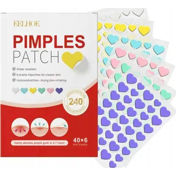 Přípravek na čištění pleti a oči Barevné náplasti na pupínky a akné – bodové, protizánětlivé, 240 kusů