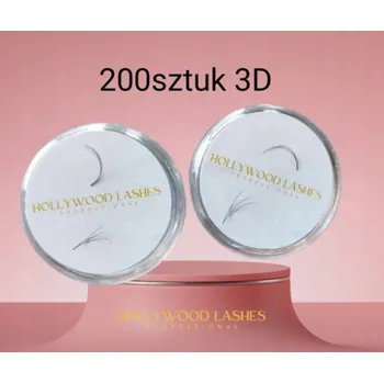 Umělé řasy HOTOVÉ TRSY ŘAS 3D 0,10D 8MM 200ks Hollywood Lashes