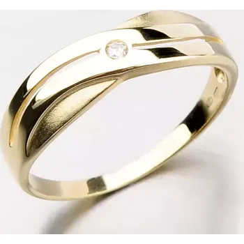 Prsten Dámský prsten zirkon symetrický žluté zlato DZ1562-ZL velikost 60