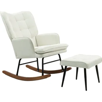 Křeslo Houpací křeslo do 130 kg | krémově bílé