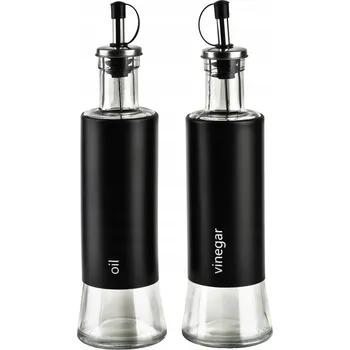 Nádoba na olej a ocet Elegantní sada 2 lahví na olej a ocet 300 ml černá