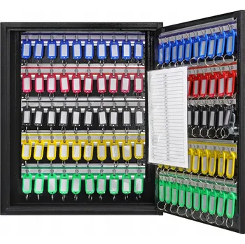 Skříňka na klíč Skříňka na klíče 450x380x84MM na 100 klíčů černá s 10 držáky na klíče