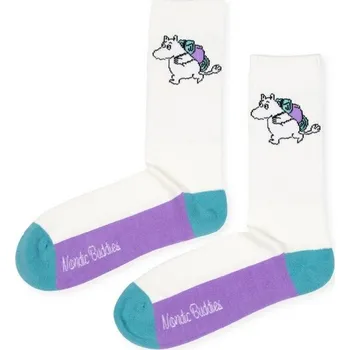 Ponožky Retro Moomin Adventure 40-45 white bílé, NordicBuddies Finsko