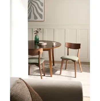 Jídelní židle Sada 2 jídelních židlí tmavě hnědá zelená kaučukové dřevo bez područek retro styl kuchyně jídelna Beliani