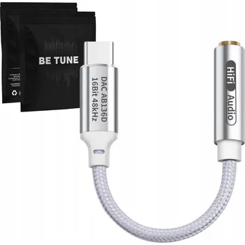 Audio kabel DAC ADAPTÉR Betune AUDIO USB-C - 3,5mm MINI JACK AB136D T2 16BIT 48KHZ BÍLÝ