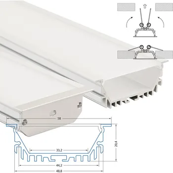 LED páska MCLED Profil AL 58x20mm, AH vestavný, mléčný difuzor, komplet, 2m ML-761.006.07.2