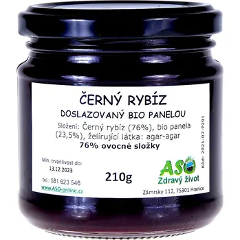 ASO - Zdravý život Černý rybíz doslazovaný bio panelou Hmotnost: 450g