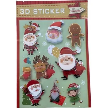 Vánoční dekorace VÁNOČNÍ NÁLEPKY SAMOLEPICÍ OZDOBY Mikuláš STROMEČEK 9 KUSŮ MIX 3D