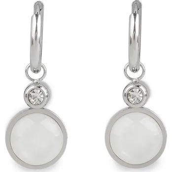 Náušnice Náušnice z nerezové oceli kroužky s broušeným kamínkem a perletí, barva stříbrná