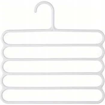 Věšák VÍCEÚROVŇOVÝ ZÁVĚSNÝ VĚŠÁK do SKŘÍNĚ na OBLEČENÍ PÁSKY BÍLÝ 5v1