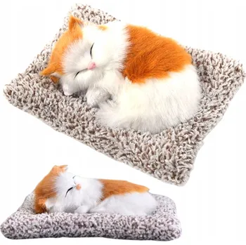 plyšák Spící koťátko na polštáři Mňoukající Plyšová Hračka Kočka Se Zvukem