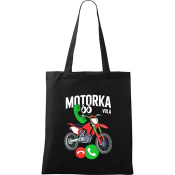 Nákupní taška Karikatura motorka cross volá - Taška bavlněná - 42 x 38 cm ( Černá )