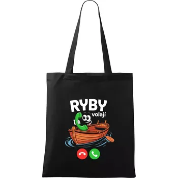 Nákupní taška Karikatura ryby volají - Taška bavlněná - 42 x 38 cm ( Černá )