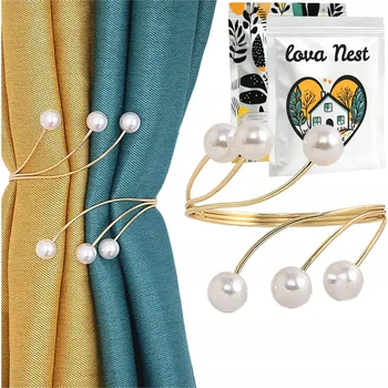Uchycení záclony a závěsu ÚCHYT NA ZÁCLONY Lova Nest ZÁVĚSŮ SPONA SKŘIPEC S PERLAMI 1 Ks
