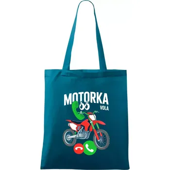 Karikatura motorka cross volá - Taška bavlněná - 42 x 38 cm ( Petrolejová )