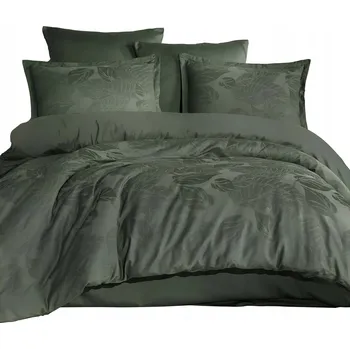 Povlečení Povlečení 220x200 BAVLNA satén žakárové listy Palmore tmavě zelená