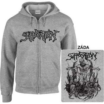 Pánská mikina Suffocation - mikina s kapucí a zipem šedá