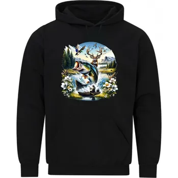 Pánská mikina Pánská mikina Okoun Skok nad jezerem (Velikost: 5XL, Barva: Černá)