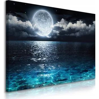 Obraz OBRAZ DO OBÝVÁKU JÍDELNY MOŘE NOČNÍ KRAJINA MĚSÍC ABSTRAKCE 90x60