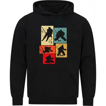 Pánská mikina Pánská mikina Retro Hokejisté (Velikost: 5XL, Barva: Černá)