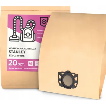 Sáček do vysavače 20x SÁČEK do VYSAVAČE Stanley SXVC35PTDE Papírový Velký Sáček Sáčky 2A-W