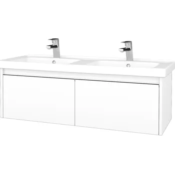 Koupelnový nábytek Dřevojas - Umyvadlová skříňka BONO SZZ2 125 (dvojumyvadlo Harmonia) - N01 Bílá lesk / Úchytka T34 / N01 Bílá lesk 204242K