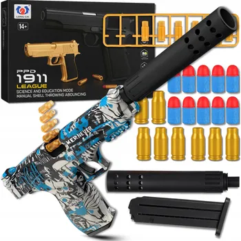 PISTOLE COLT BEZPEČNÁ PĚNOVÁ MUNICE EVA ŠIPKY VYPADÁVAJÍCÍ NÁBOJNICE