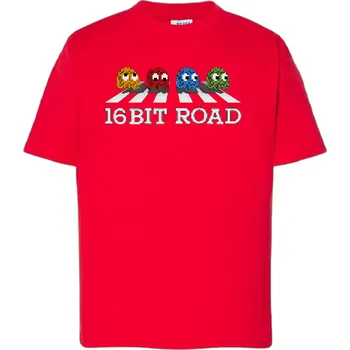 detske-levne-bavlnene-tricko-potisk-pacman-Beatles Barva: Red - červená, Dětská bavlněná trička JHK: M