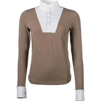 Dámské závodní tričko HKM Virginia s dlouhým rukávem taupe (L)