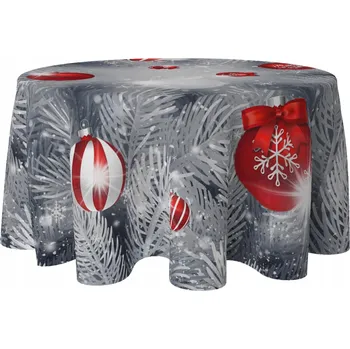 ubrus UBRUS KULATÝ NA STŮL 120 CM DEKORATIVNÍ, ODOLNÝ PROTI SKVRNÁM, VÁNOČNÍ, KRUH 806