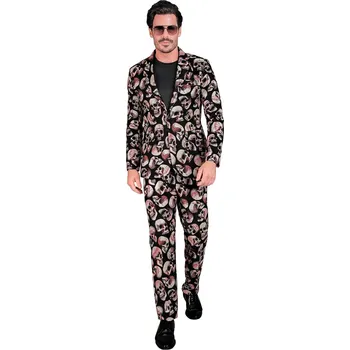 Karnevalový kostým Pánský oblek, motiv lebky - S