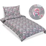 Povlečení bavlněné Junior Šedá,Růžová - 140x200, 70x90 cm BX12371