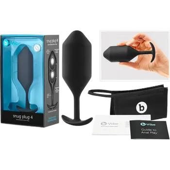Dildo b-vibe Snug Plug 4 - dvojitý anální kolík (257g) - černý