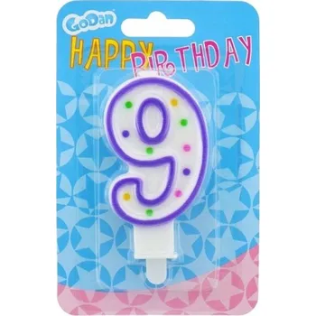 Dortová svíčka Narozeninová svíčka Godan číslice 9 modrá