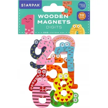 Obraz BAREVNÉ DŘEVĚNÉ MAGNETY S ČÍSLY 40 mm 10 kusů STARPAK