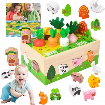 Dřevěná hračka MONTESSORI Dřevěné Vzdělávací Hračky pro Děti 1-3 Roky - Rozvoj Motoriky