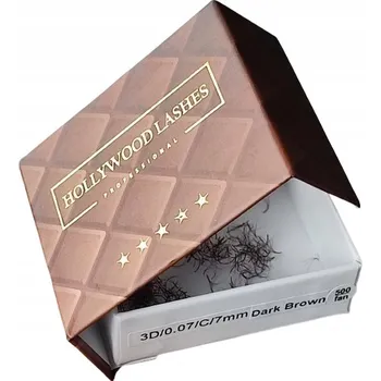 Umělé řasy HOTOVÉ TRSY ŘAS 3D 0,10C 13MM 1000ks HNĚDÉ HOLLYWOOD LASHES
