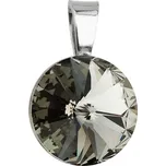 Stříbrný přívěsek s krystaly Swarovski šedý kulatý-rivoli 34112.3 Black Diamond