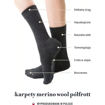 Pánské ponožky DÁMSKÉ POLOPONOŽKY Z MERINO VLNY 130 kaštanové 35-37