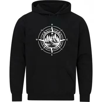 Pánská mikina Pánská mikina Kompas divočiny (Velikost: 5XL, Barva: Černá)