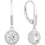 Stříbrné náušnice visací se zirkonem bílé kulaté 11300.1