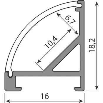 Stavební profil McLED ML-761.367.07.2 Rohový hliníkový profil RC 18x16 mm včetně mléčného difuzoru 2 m