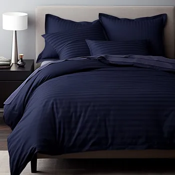 Povlečení SATÉNOVÉ LOŽNÍ POVLEČENÍ SATYNLOVE EXCLUSIVE CIZGILI 220X200 CM, 2 KS 70X80 CM TMAVĚMODRÁ
