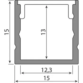 LED páska McLED ML-761.317.74.2 Přisazený hliníkový profil PY černý 15x15mm, včetně černého difuzoru, 2m