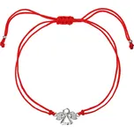 Červený náramek proti uhranutí stříbrný anděl se zirkony 13020.3